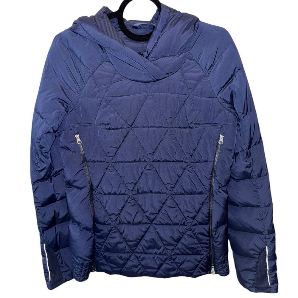 LULULEMON Fluffed Up Puffer Pullover Inkwell Goose Down Hoodie Jacket Size 6 - Picture 3 of 11